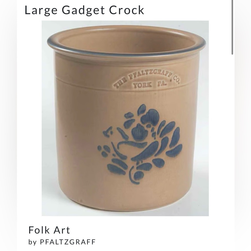 Pfaltzgraff Cream and Blue Stoneware Utensil Crock - Picture 6 of 7